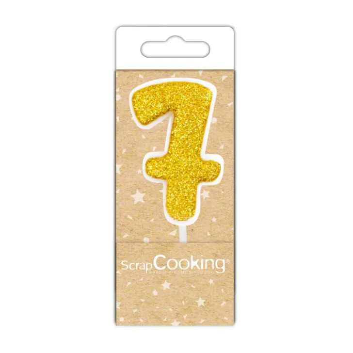 Mini bougie dorée chiffre 7