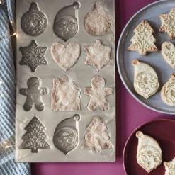 Moule en silicone pour biscuits & sablés de Noël - 12 empreintes