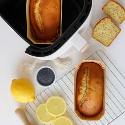 2 moules airfryer en bois 21 cm avec caissettes de cuisson sulfurisées
