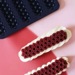 Moule silicone trompe l'œil framboises topping