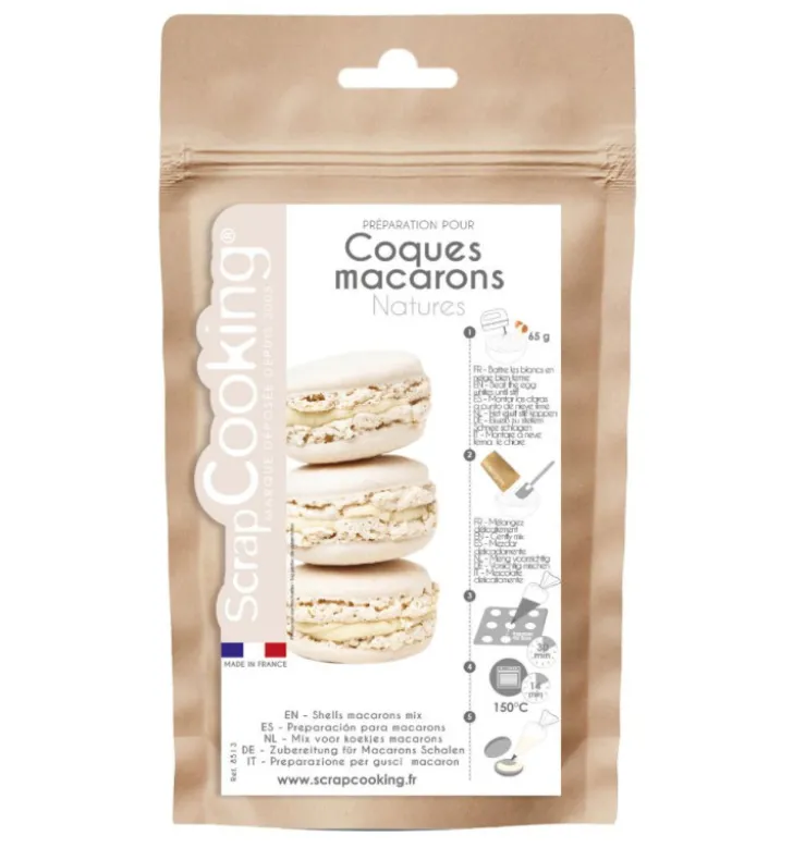 Préparation coques macarons natures