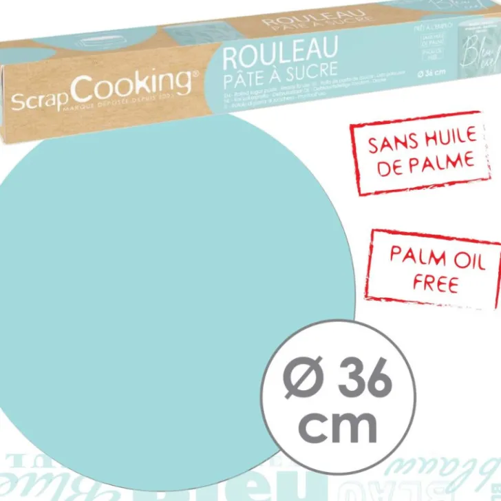 Pâte à sucre rouleau bleu ciel 36 cm