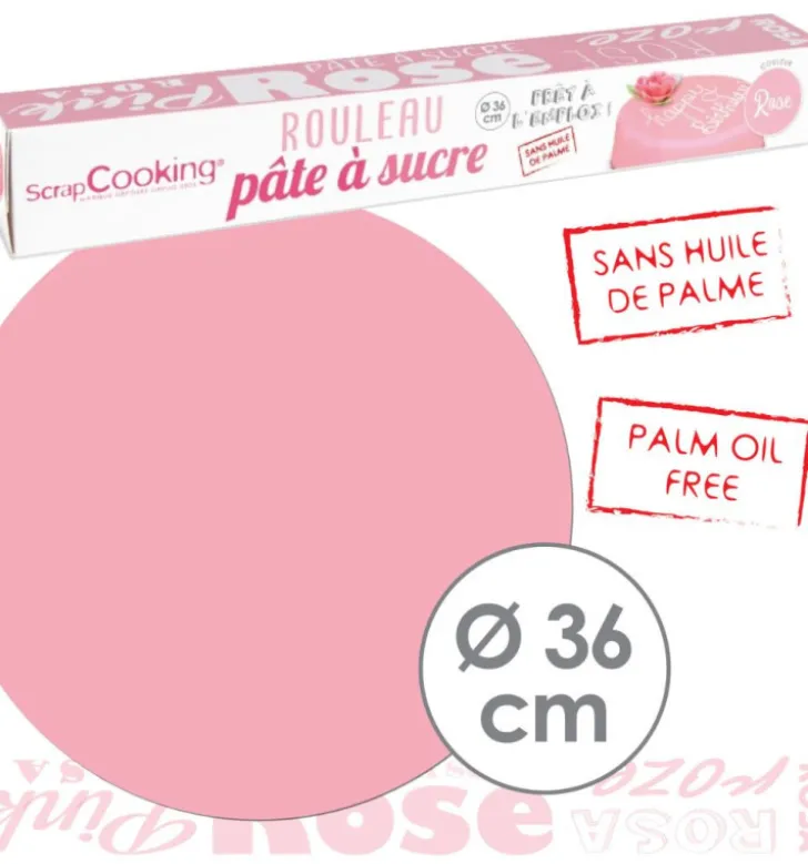 Pâte à sucre rouleau rose 36 cm