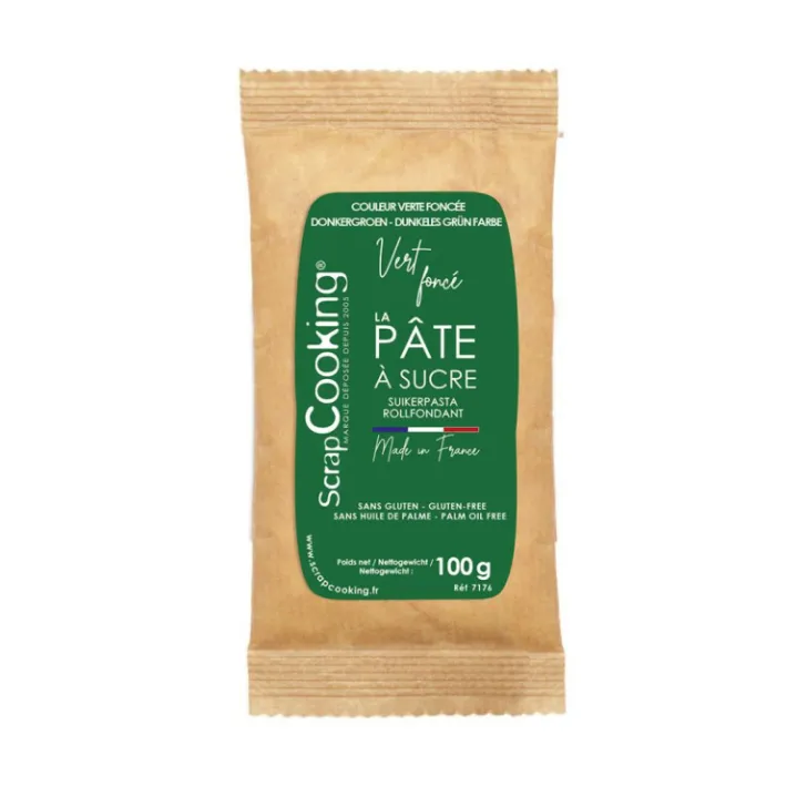 Pâte à sucre vert foncé 100g