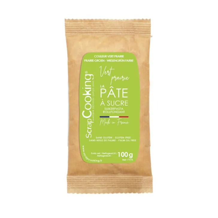Pâte à sucre vert prairie 100g