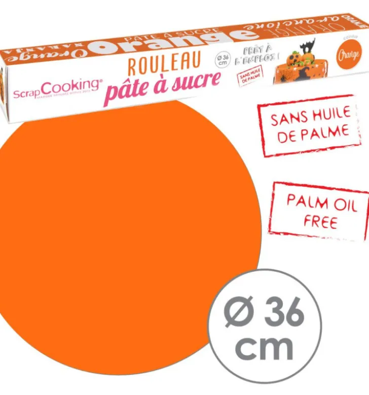 Rouleau de pâte à sucre orange36 cm