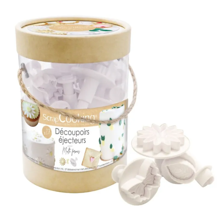 Seau 27 emporte-pièces éjecteurs pour pâte à sucre