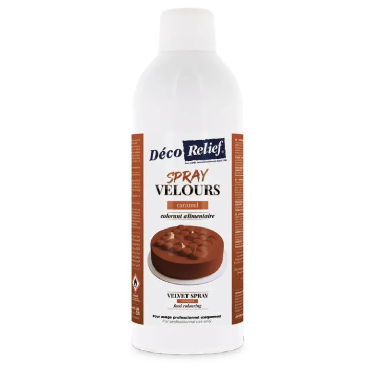 Spray velours alimentaire en bombe caramel effet velours pour pâtisserie - 400 ml
