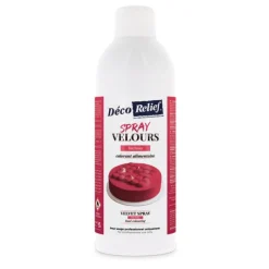 Spray velours alimentaire en bombe fuchsia effet velours pour pâtisserie - 400 ml