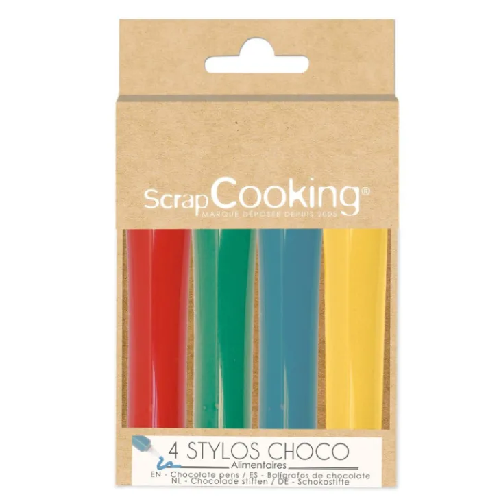 4 stylos goût choco rouge, bleu, jaune, vert