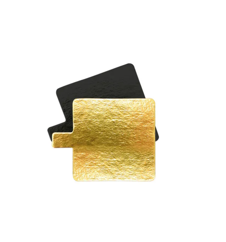10 supports gâteaux individuels carrés or/noir 8 cm