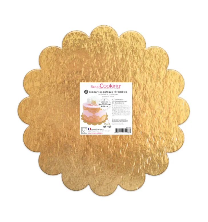 5 supports gâteaux or/noir cannelés 24cm