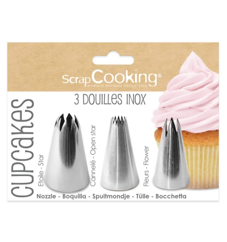 Trio de douilles pour décor de cupcakes